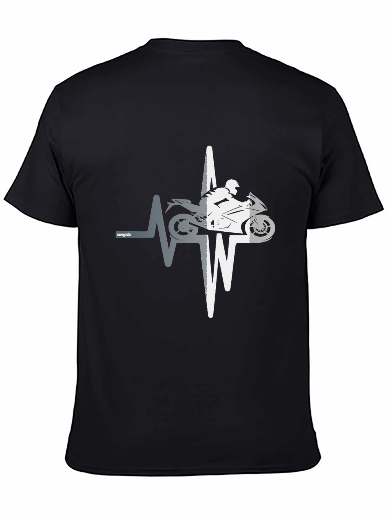 Motorcycle Heartbeat Graphic T-Shirt - Black