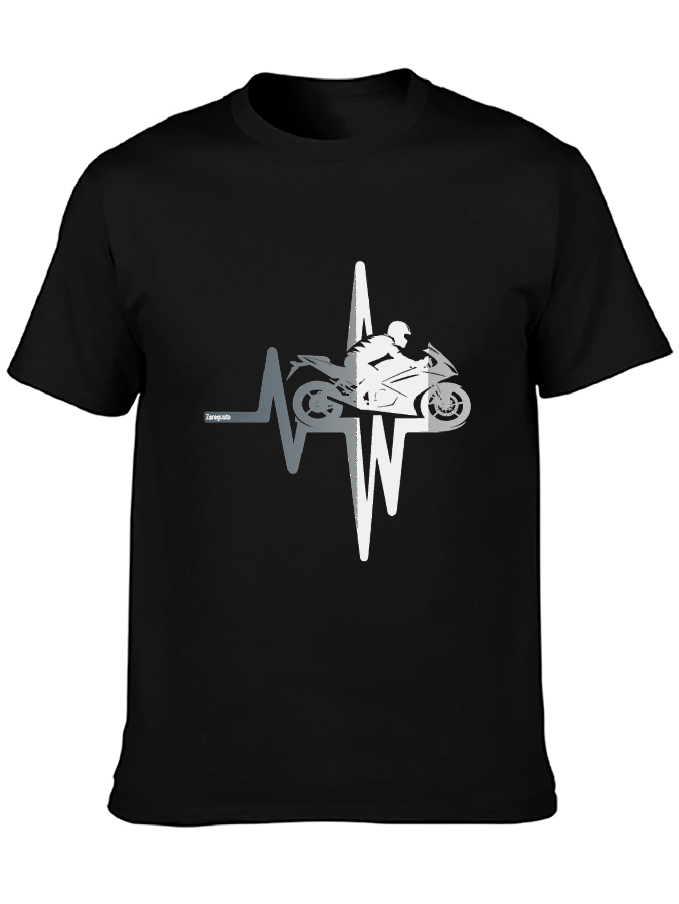 Motorcycle Heartbeat Graphic T-Shirt - Black