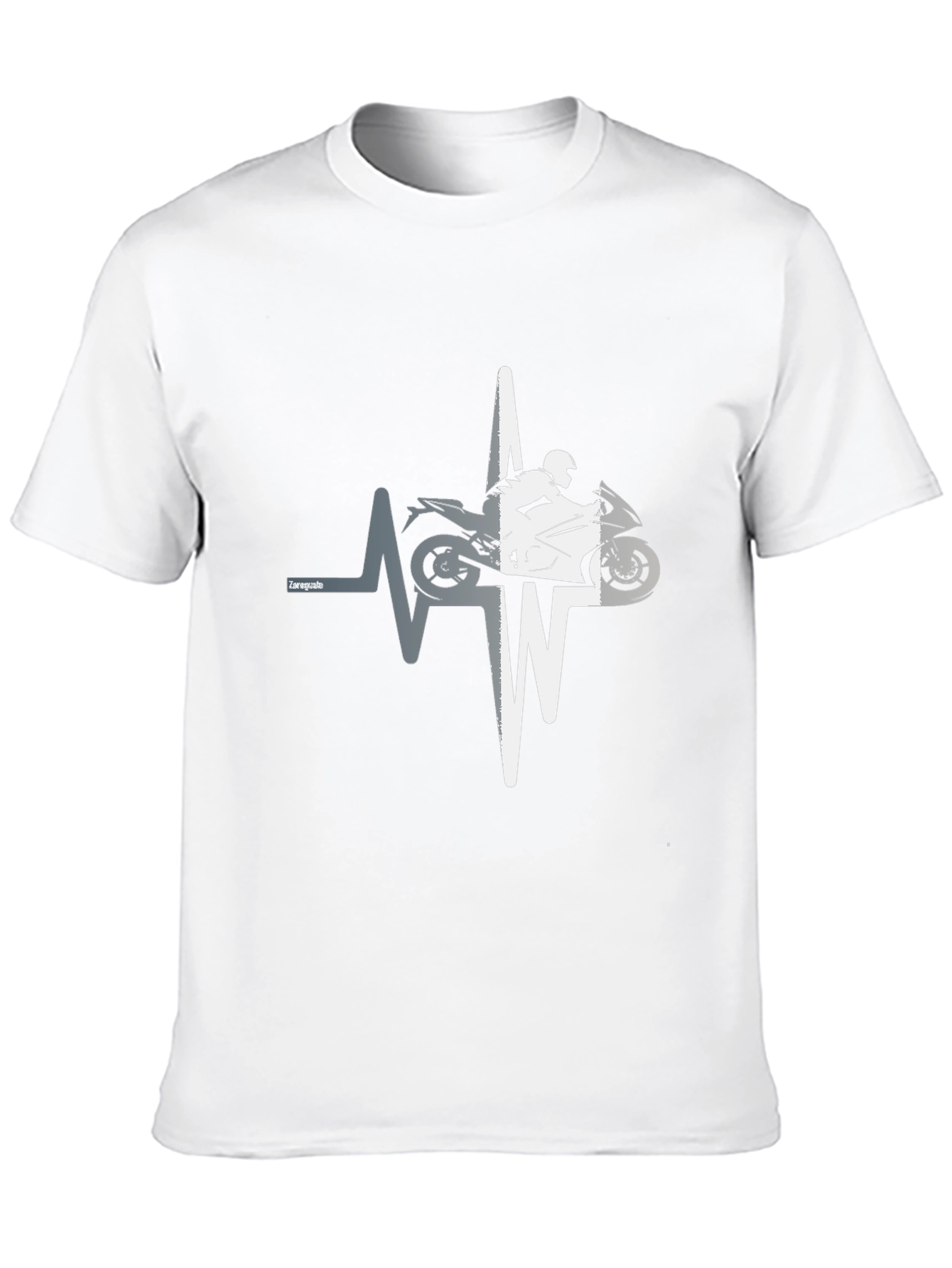 Motorcycle Heartbeat Graphic T-Shirt - Black