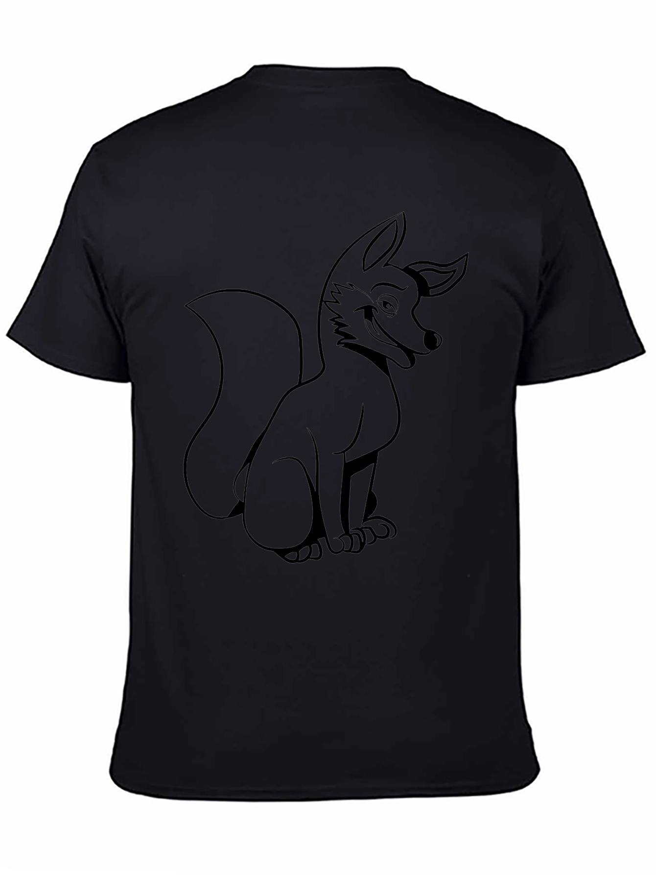 Cartoon Fox Graphic Tee - Black Cotton Comfort