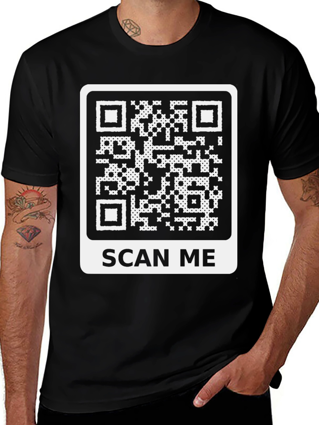 Scan Me QR Code Novelty Black T-Shirt