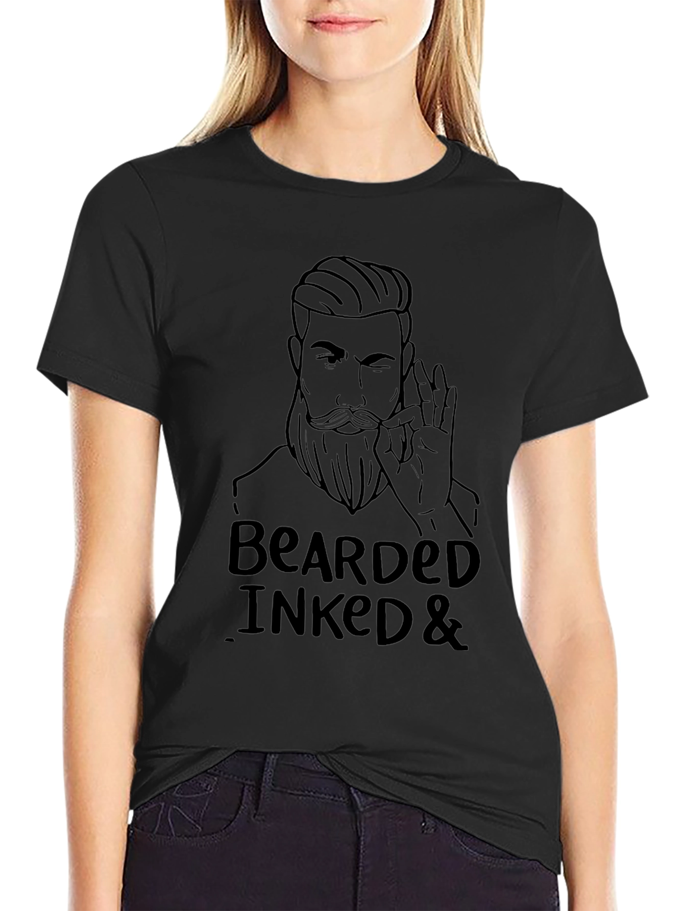Bearded & Inked Graphic Tee - Cool Mans Shirt