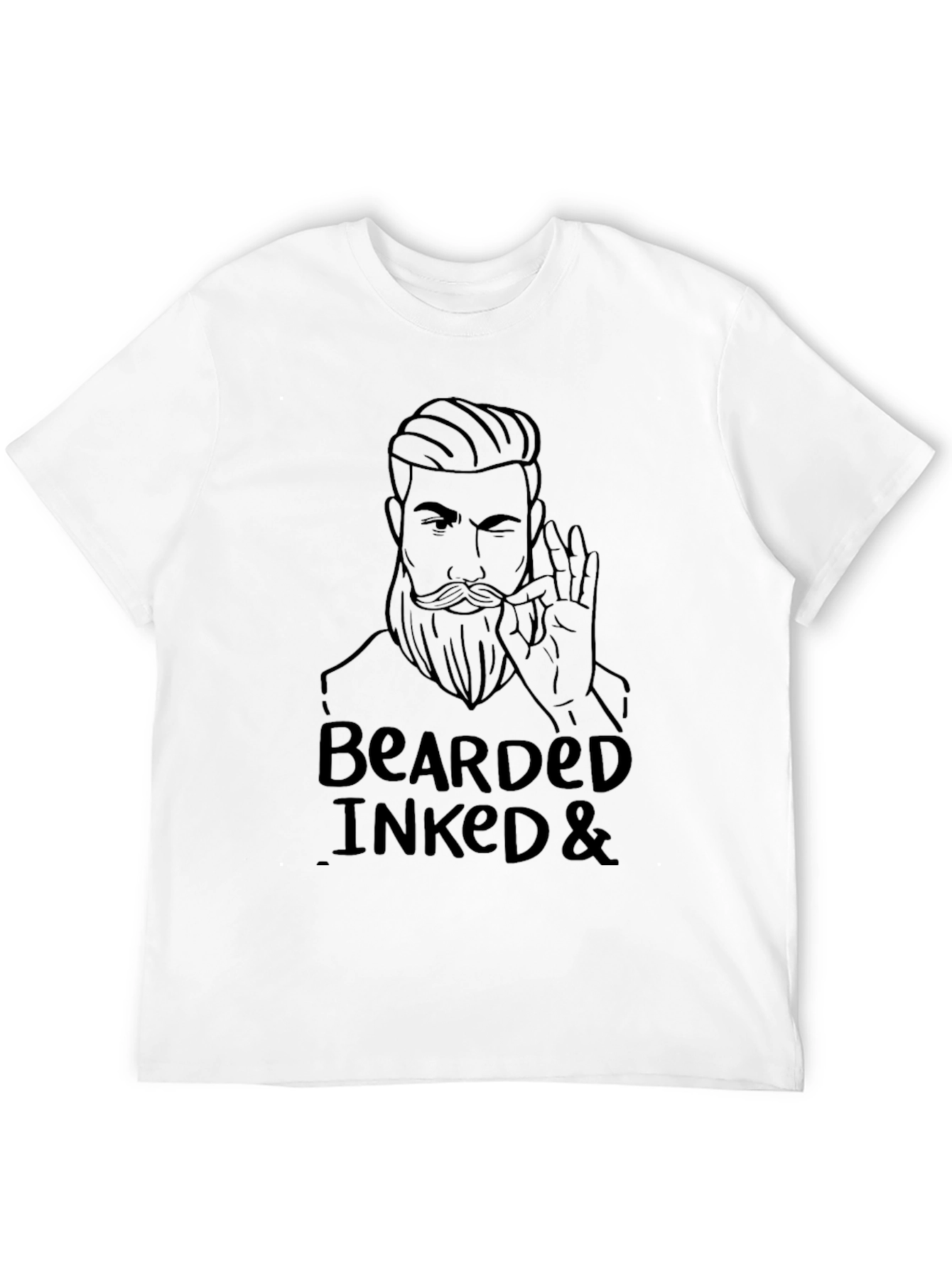 Bearded & Inked Graphic Tee - Cool Mans Shirt