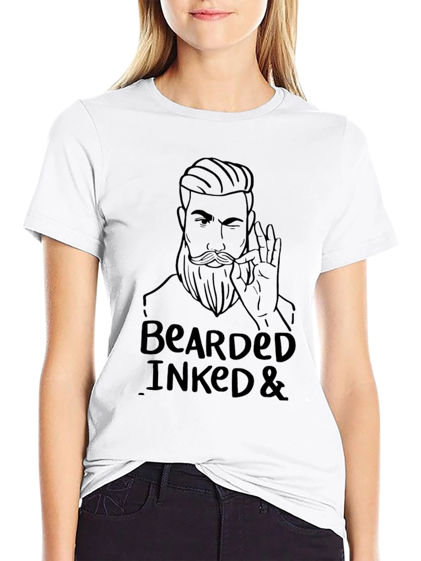Bearded & Inked Graphic Tee - Cool Mans Shirt