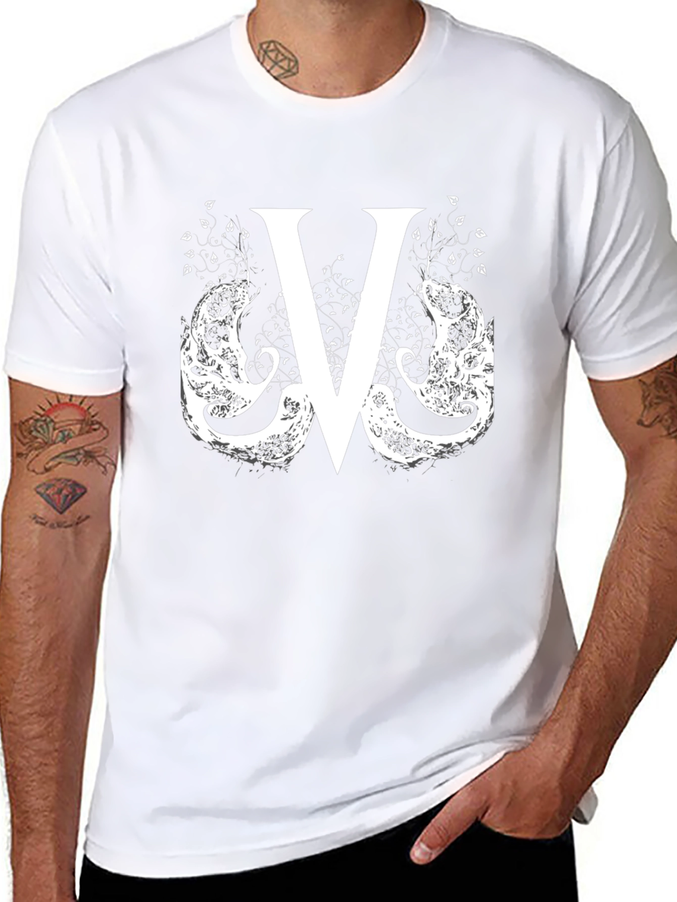 Abstract V Graphic Black T-Shirt