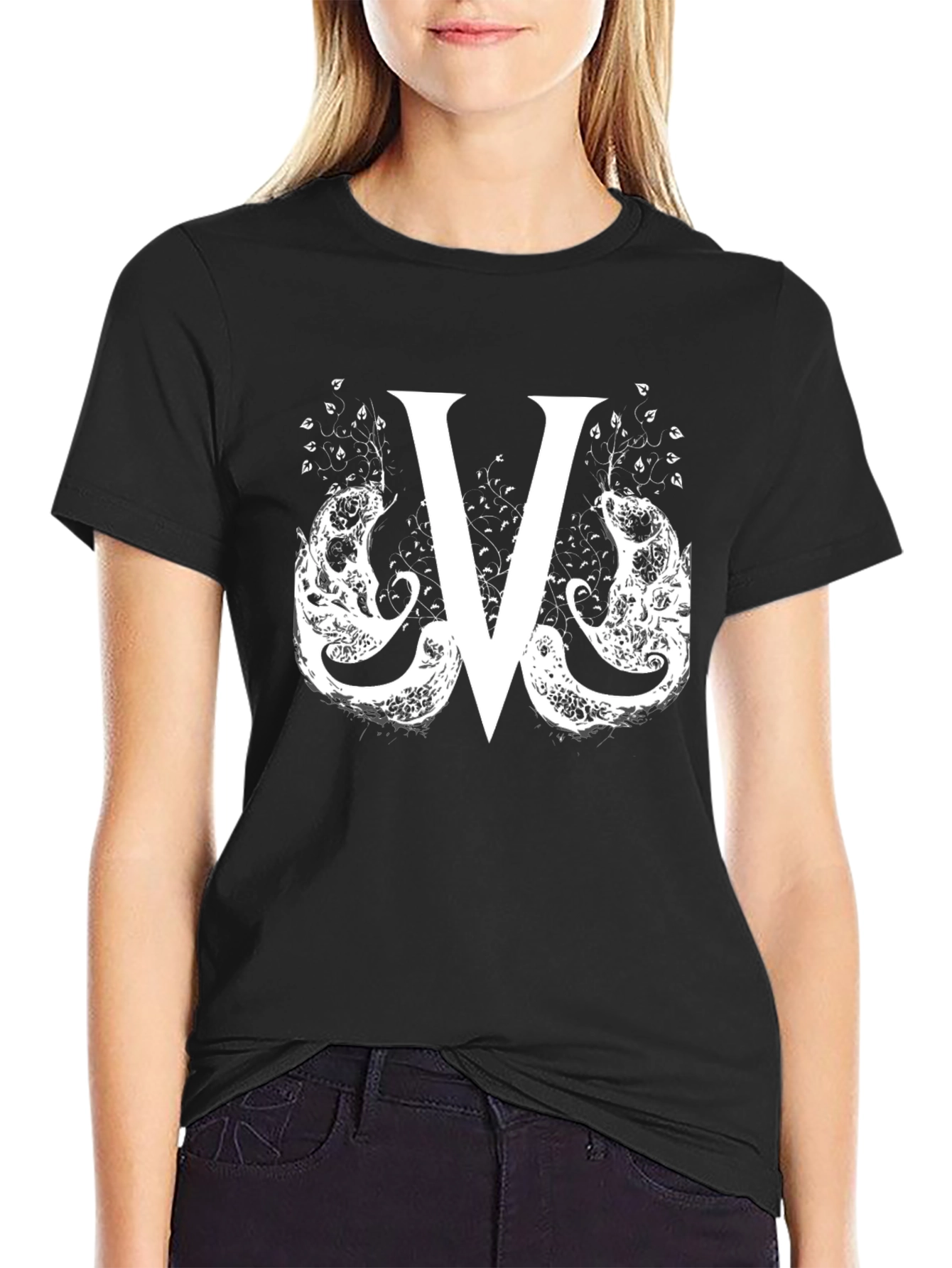 Abstract V Graphic Black T-Shirt