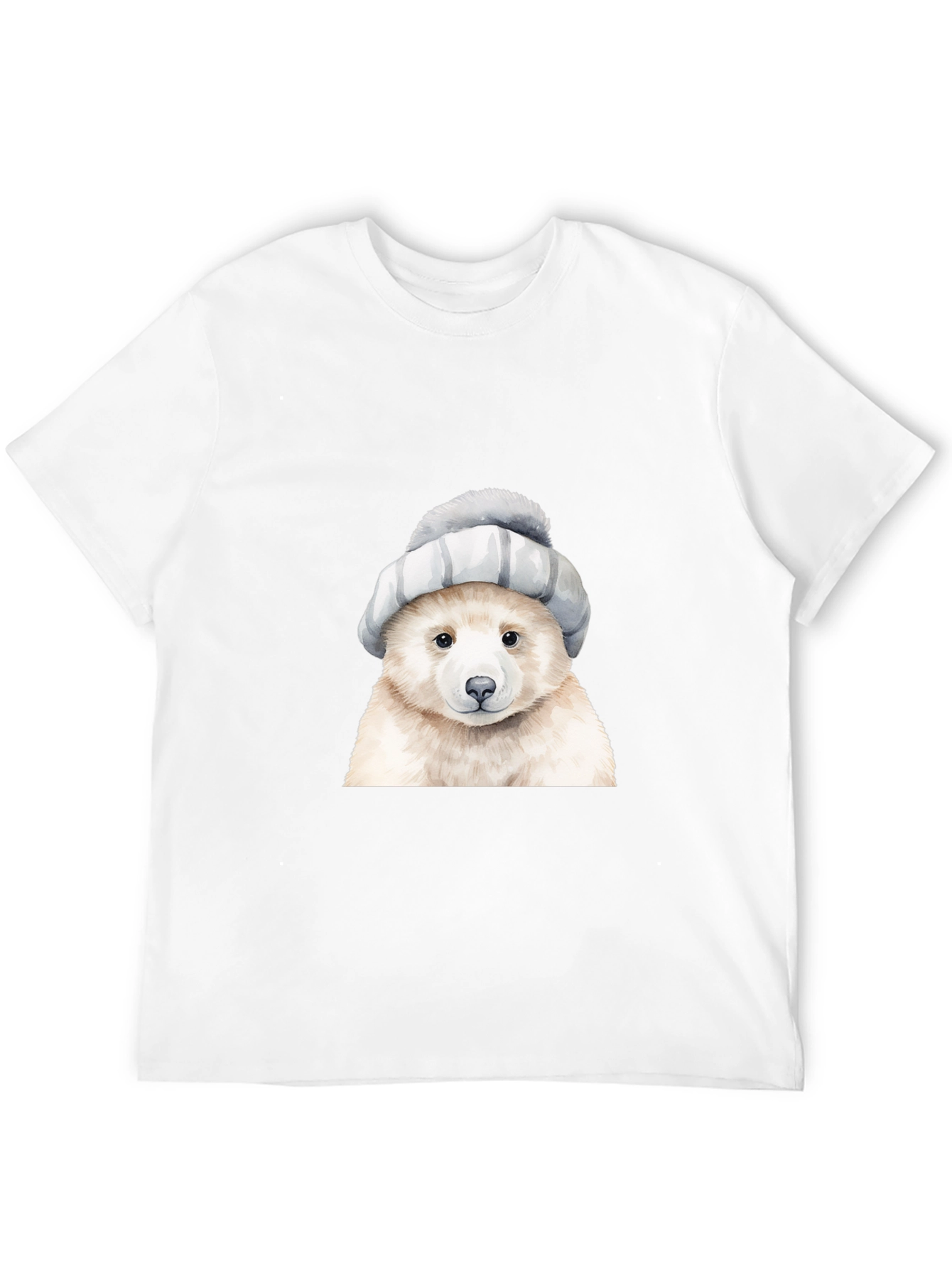 Bear in Hat Graphic Tee - Casual Black T-Shirt
