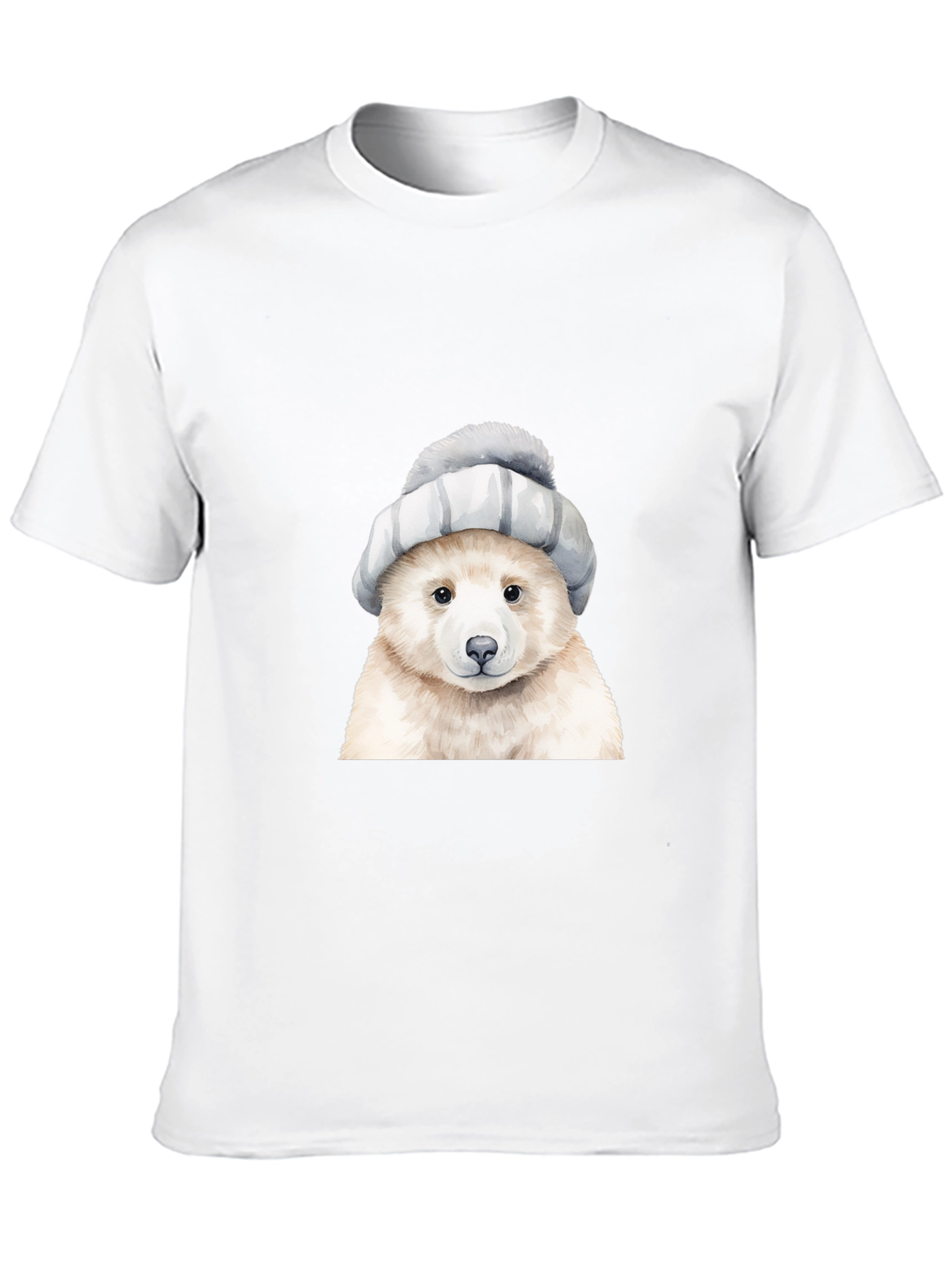 Bear in Hat Graphic Tee - Casual Black T-Shirt