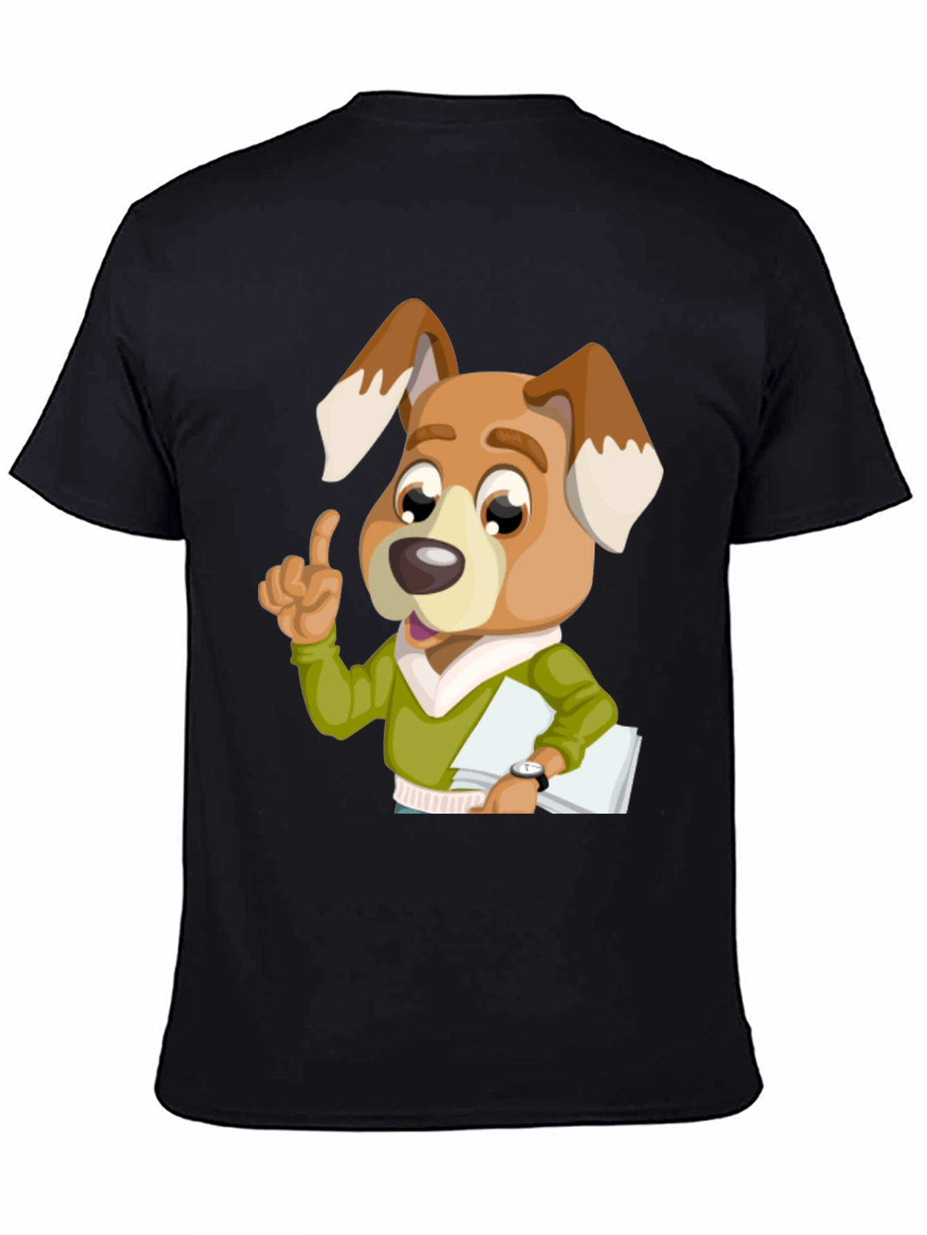 Dog Cartoon Character Black T-Shirt