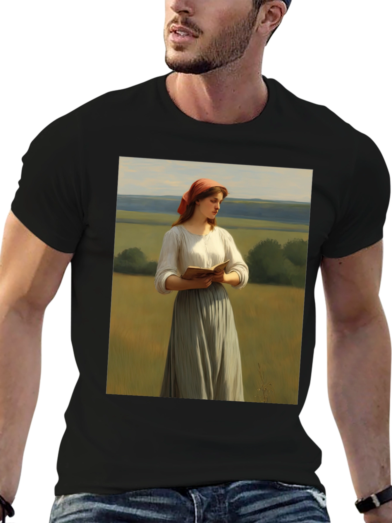 Artistic T-Shirt with Reader in the Field Design