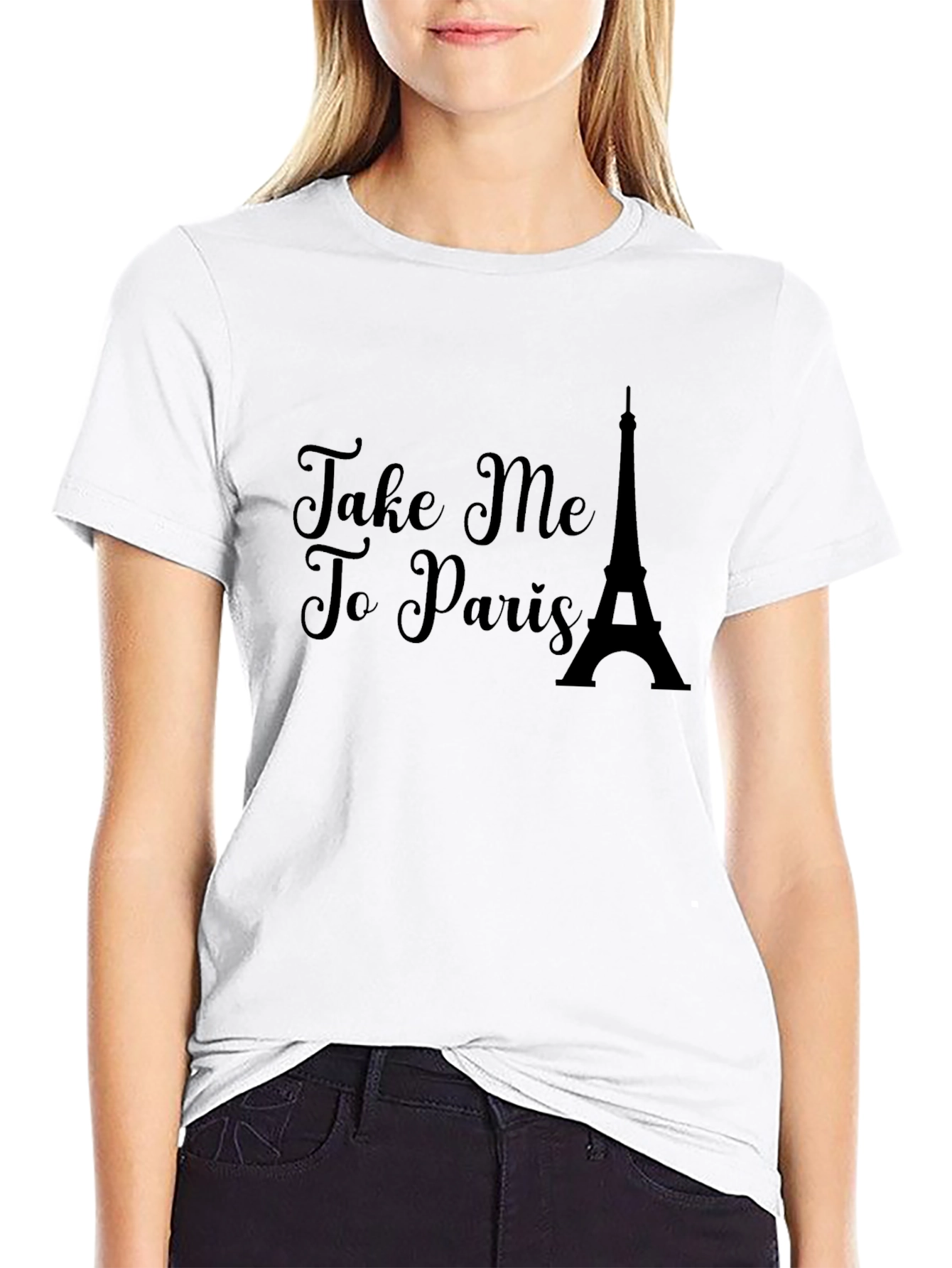 Take Me to Paris Black Graphic Tee Shirt