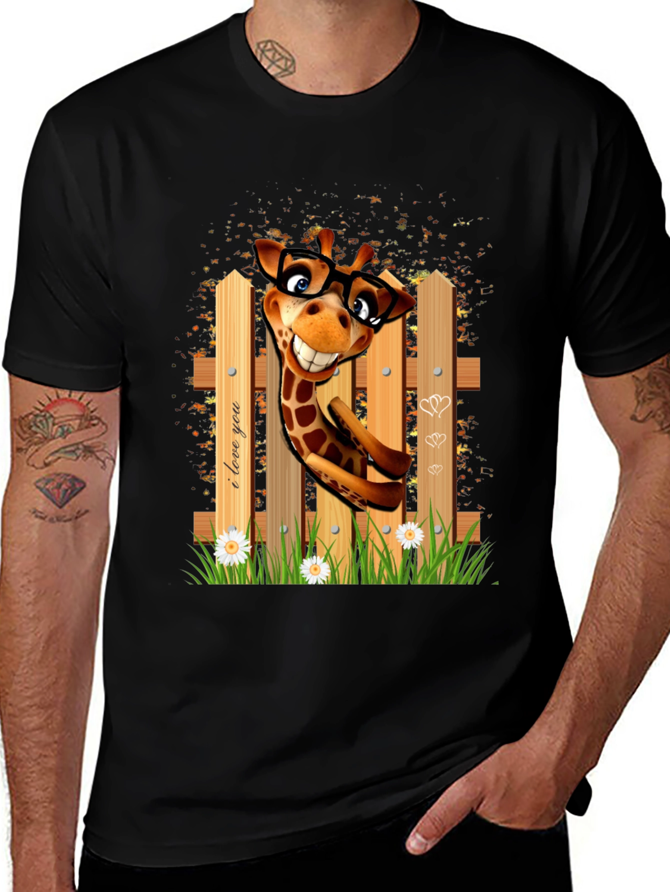 Funny Giraffe in Glasses T-Shirt