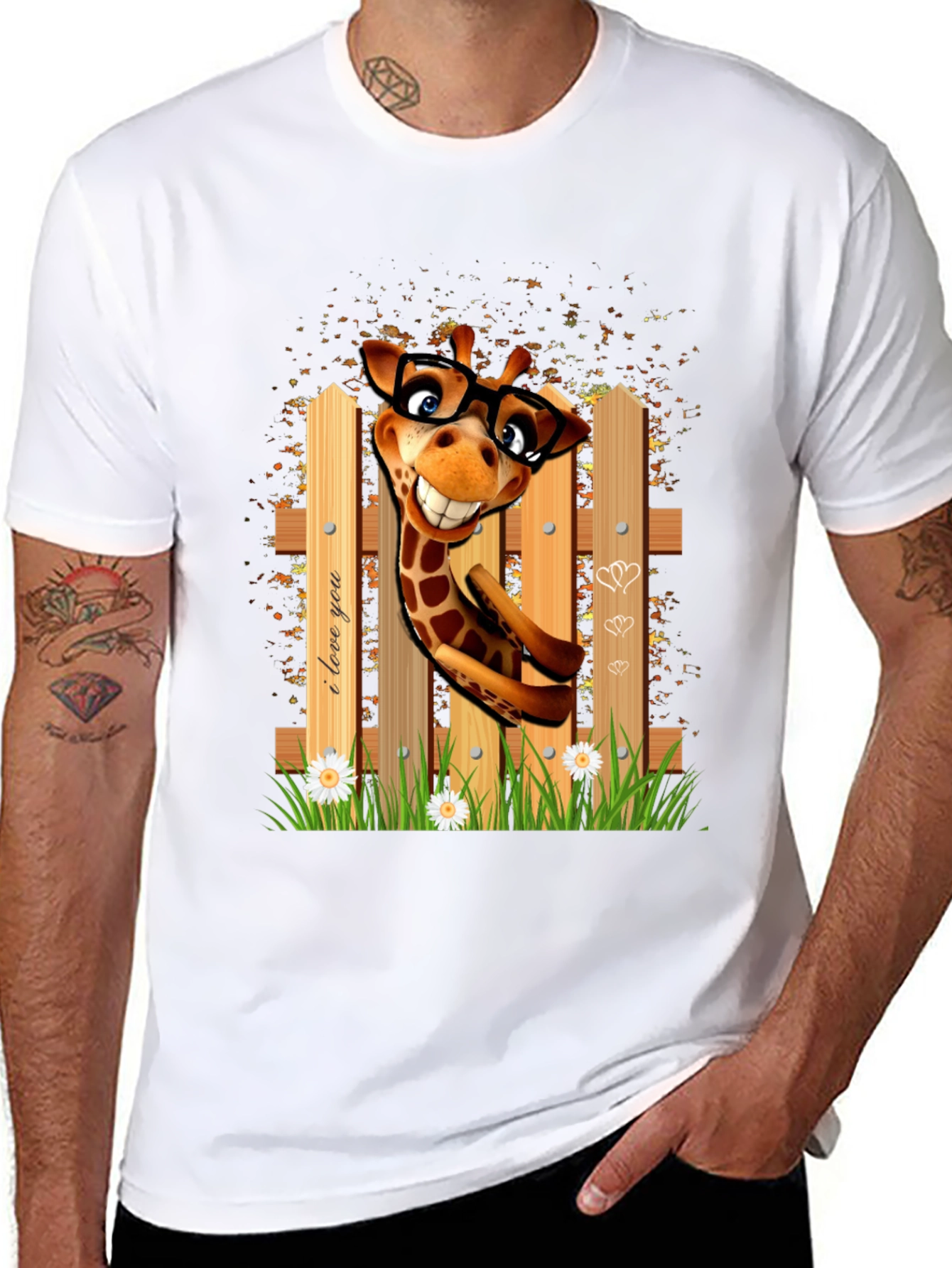 Funny Giraffe in Glasses T-Shirt