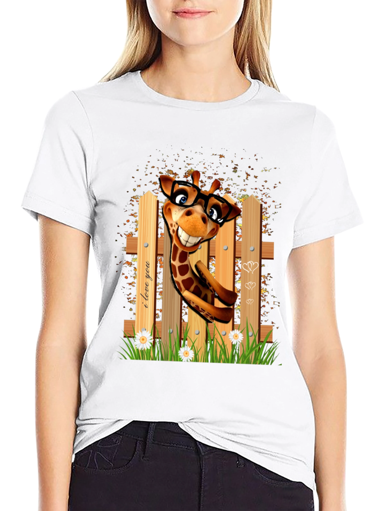 Funny Giraffe in Glasses T-Shirt