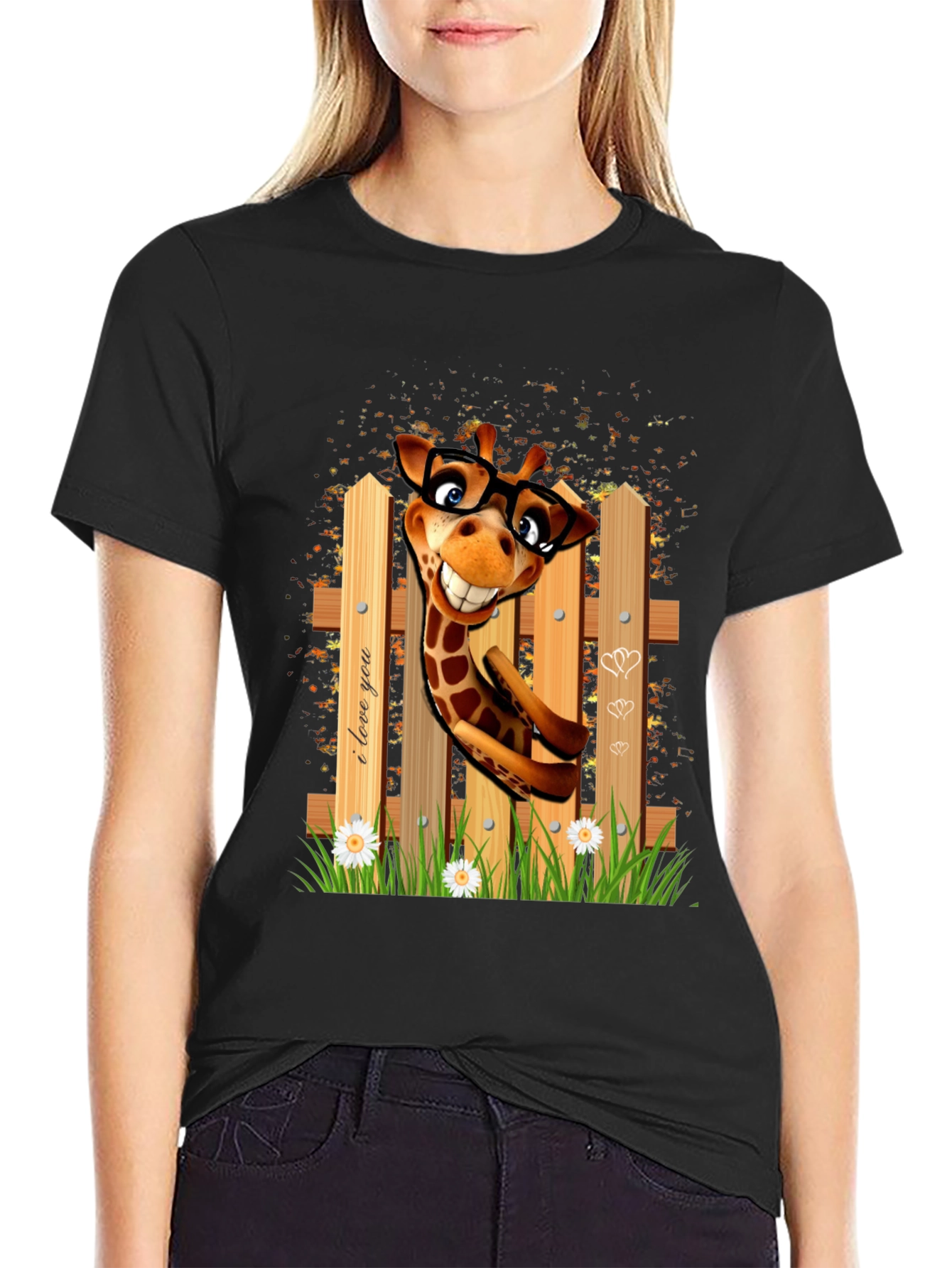 Funny Giraffe in Glasses T-Shirt