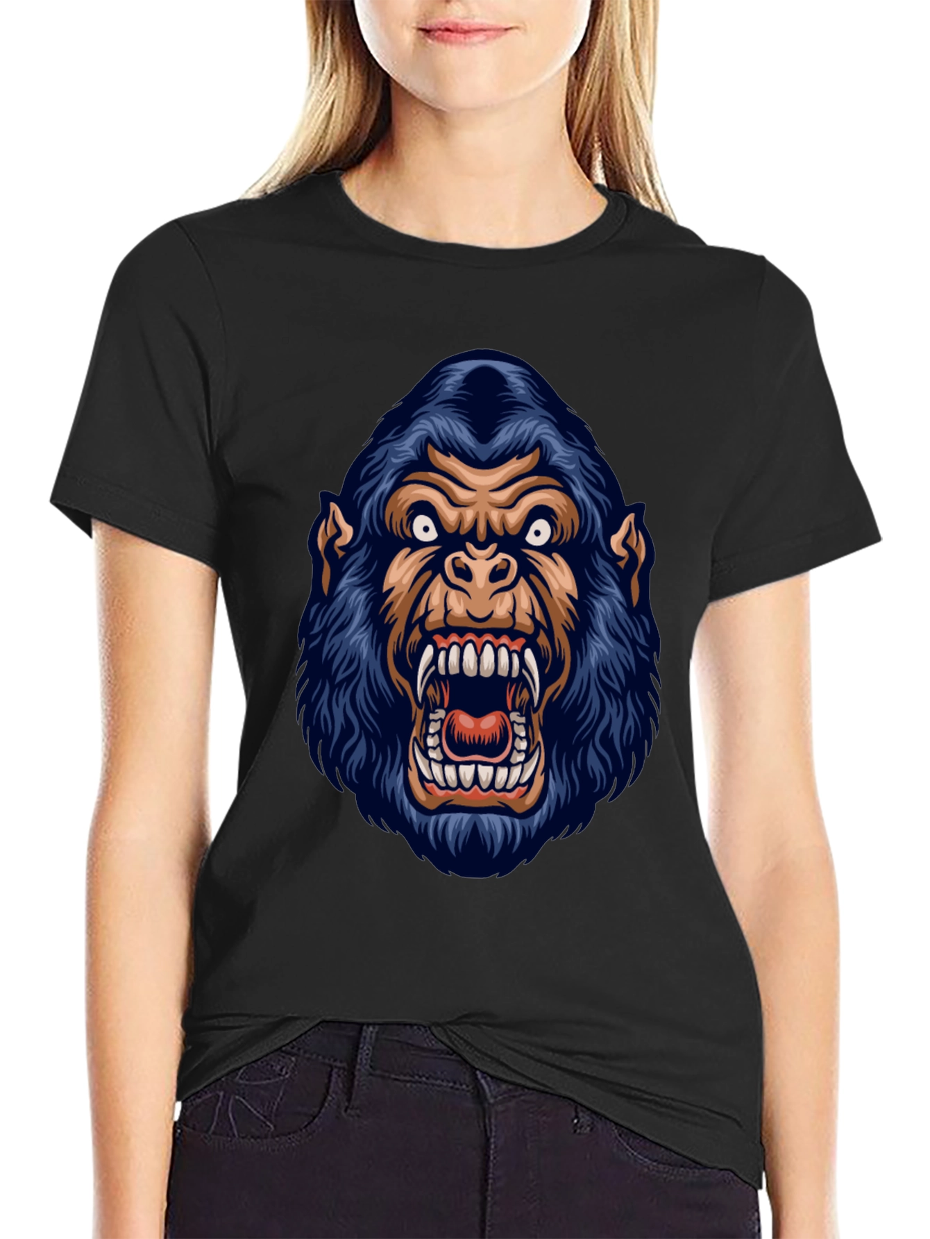 Mens Black Gorilla Graphic Print T-Shirt
