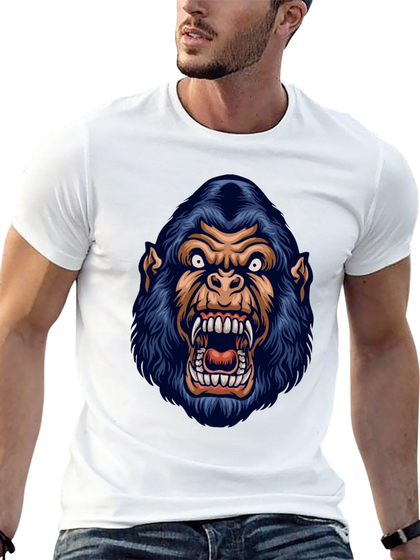 Mens Black Gorilla Graphic Print T-Shirt