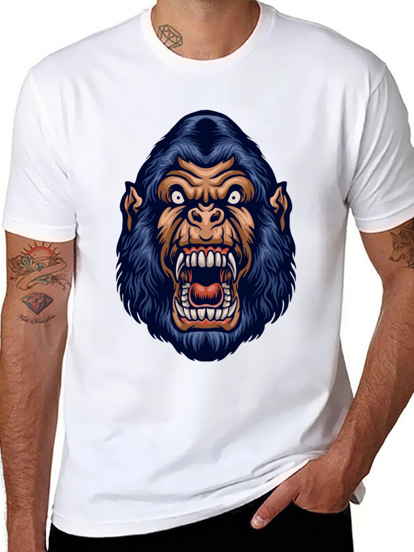 Mens Black Gorilla Graphic Print T-Shirt