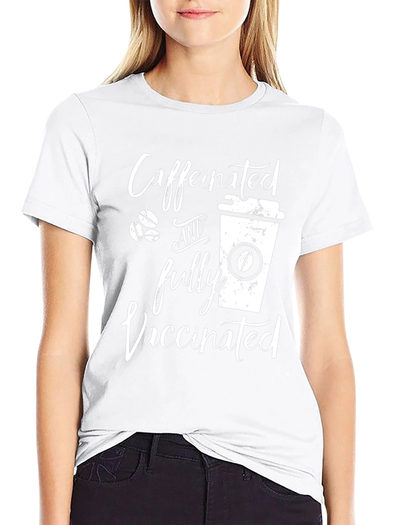 Caffeinated and Fully Vaccinated Black T-Shirt