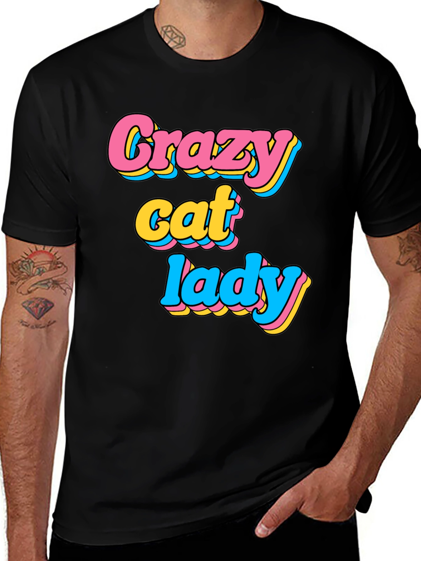 Crazy Cat Lady Graphic T-Shirt - Black