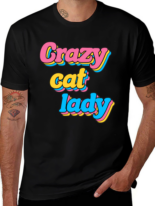 Crazy Cat Lady Graphic T-Shirt - Black