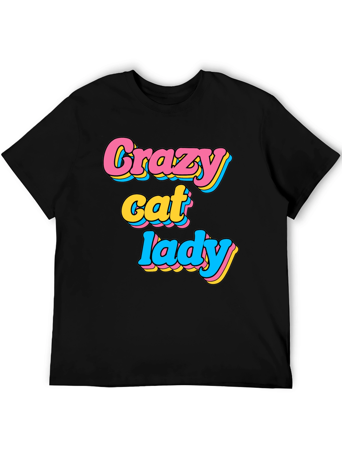 Crazy Cat Lady Graphic T-Shirt - Black