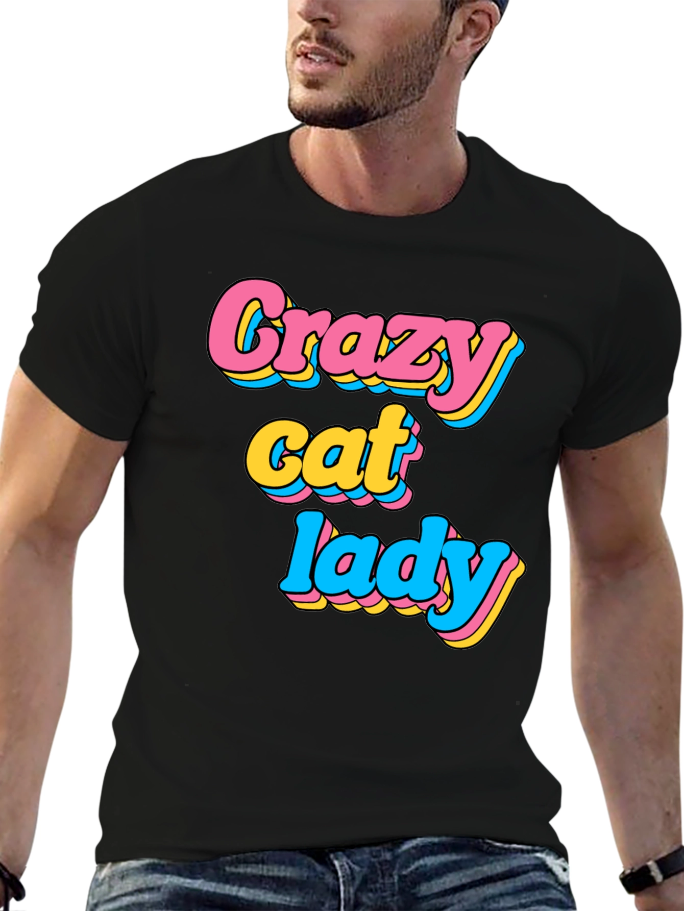 Crazy Cat Lady Graphic T-Shirt - Black