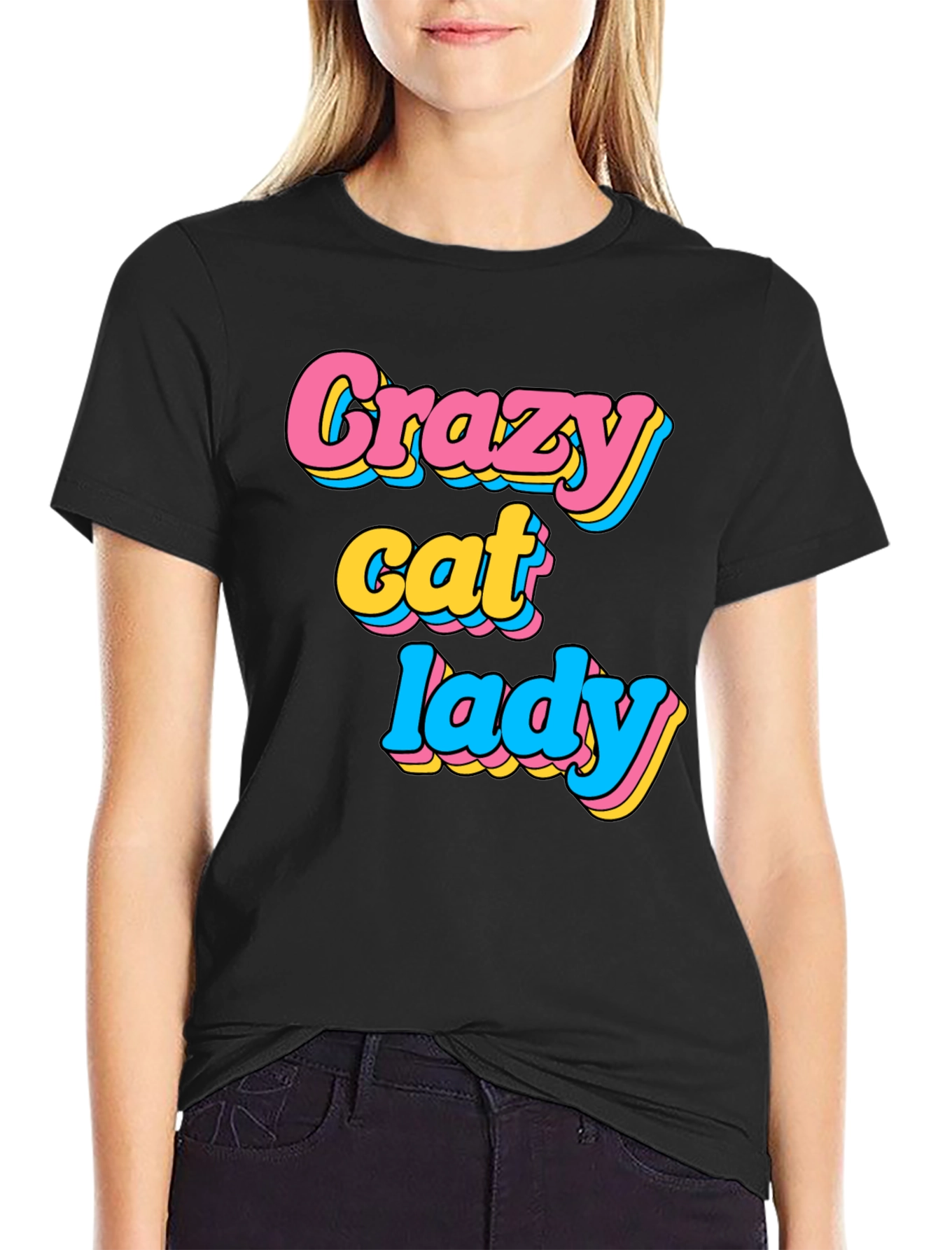 Crazy Cat Lady Graphic T-Shirt - Black