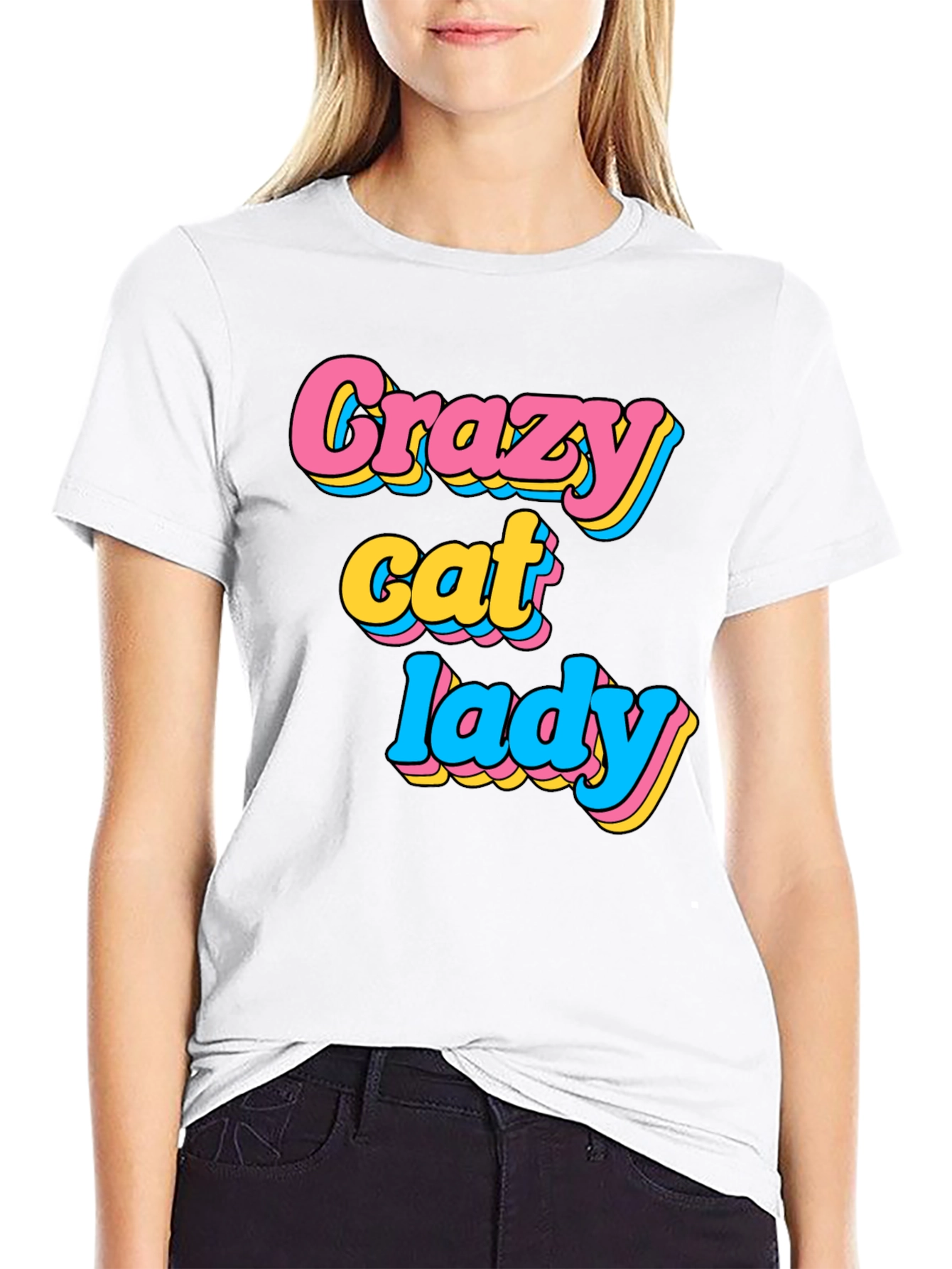 Crazy Cat Lady Graphic T-Shirt - Black
