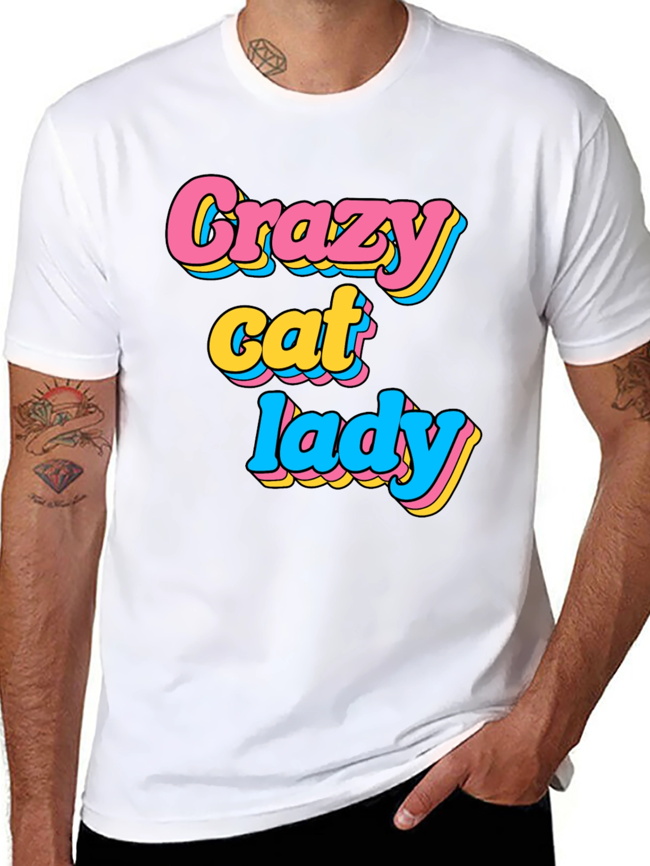 Crazy Cat Lady Graphic T-Shirt - Black