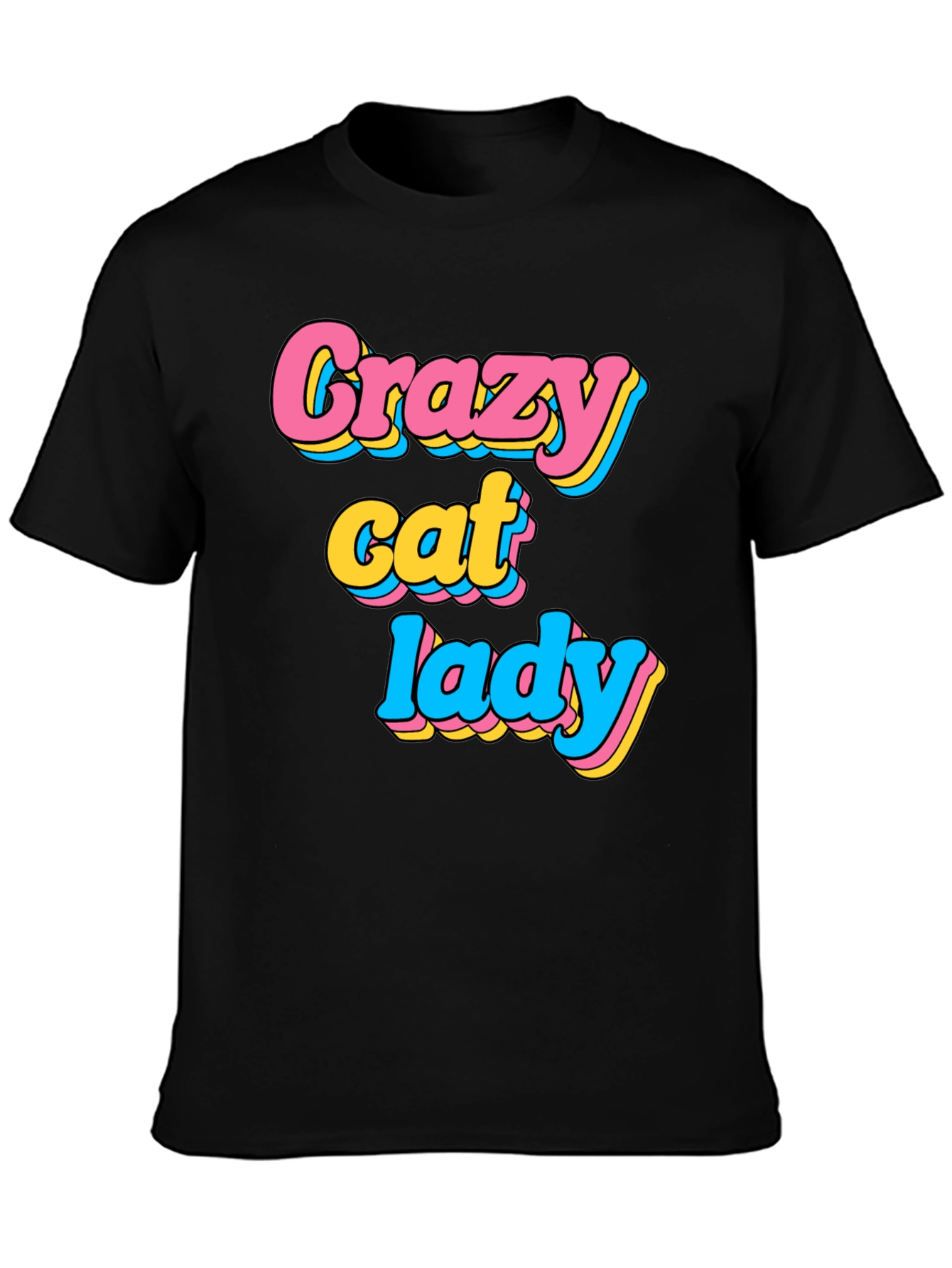 Crazy Cat Lady Graphic T-Shirt - Black