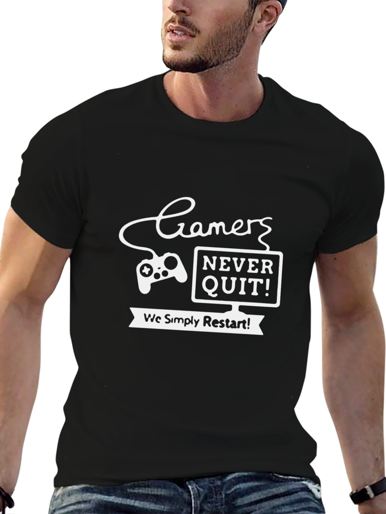 Gamer Never Quit T-Shirt - Restart and Conquer!