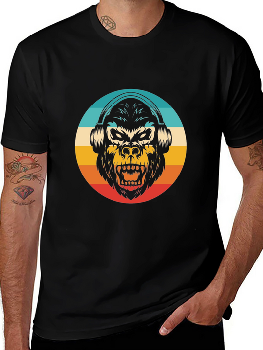 Retro Gorilla Headphones Graphic Tee