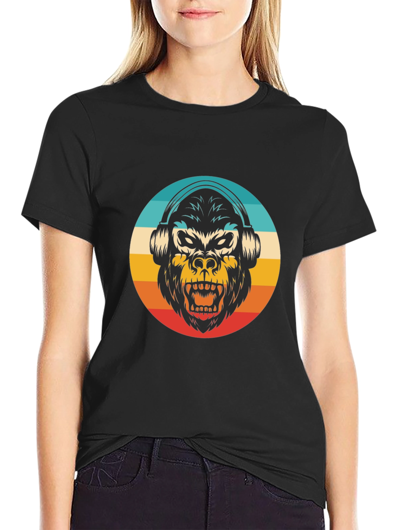 Retro Gorilla Headphones Graphic Tee