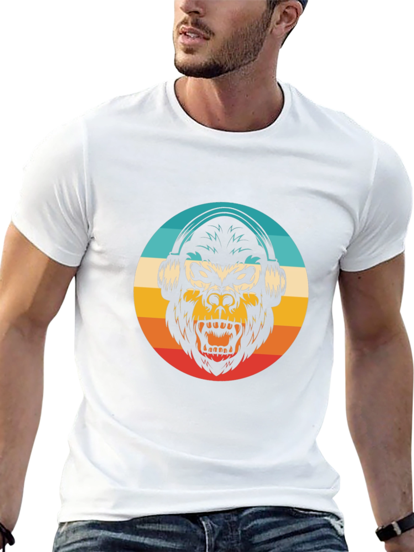 Retro Gorilla Headphones Graphic Tee