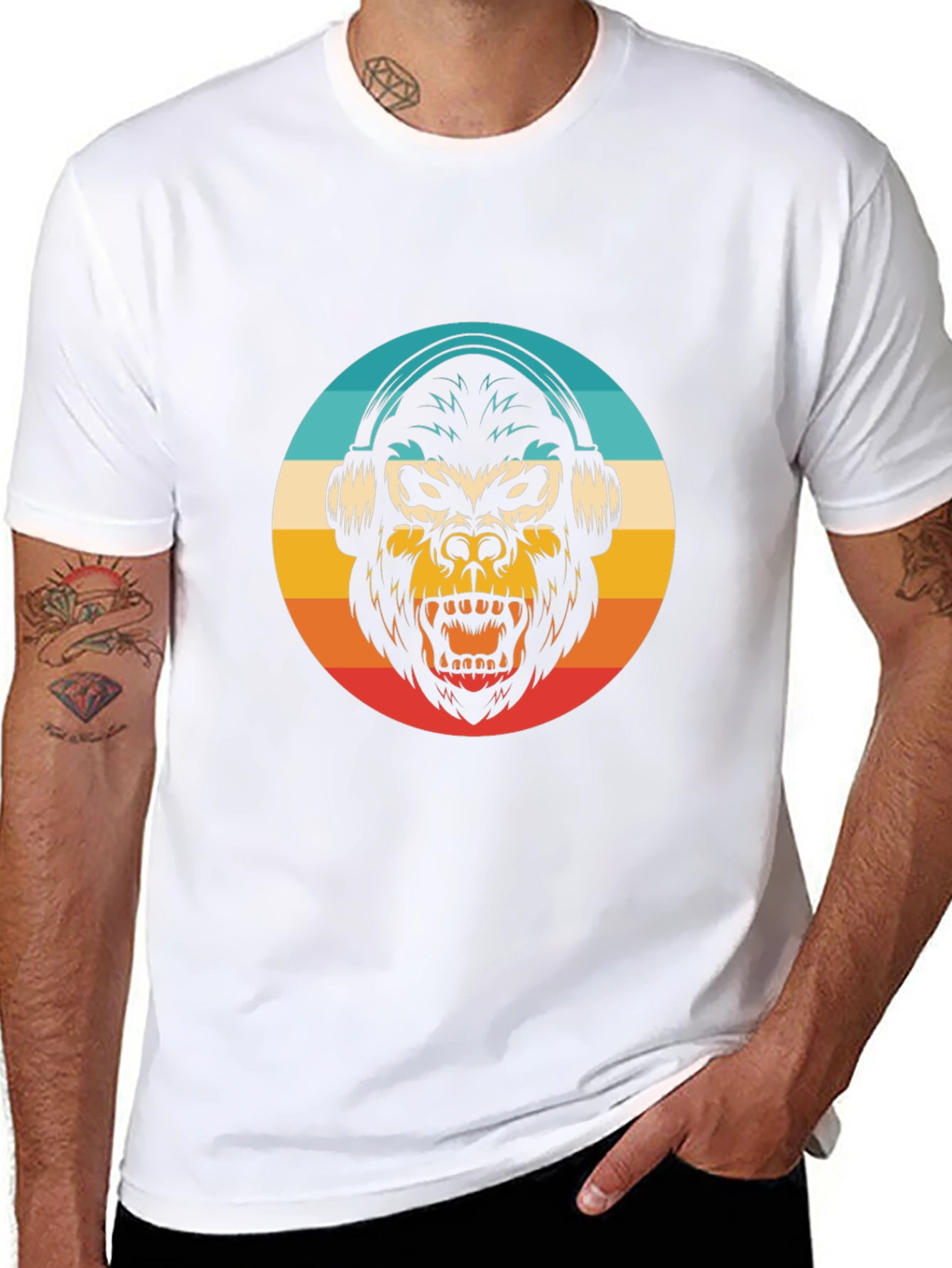 Retro Gorilla Headphones Graphic Tee
