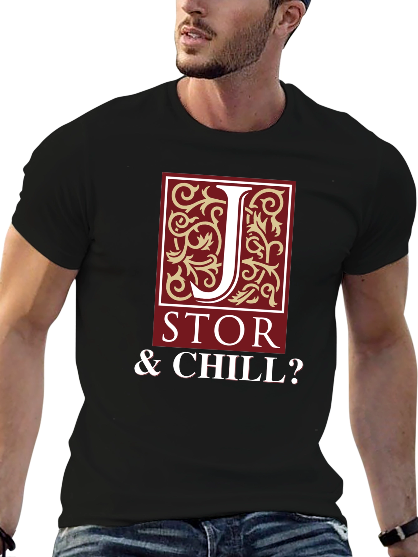 JSTOR & Chill? Mens Black Graphic T-Shirt