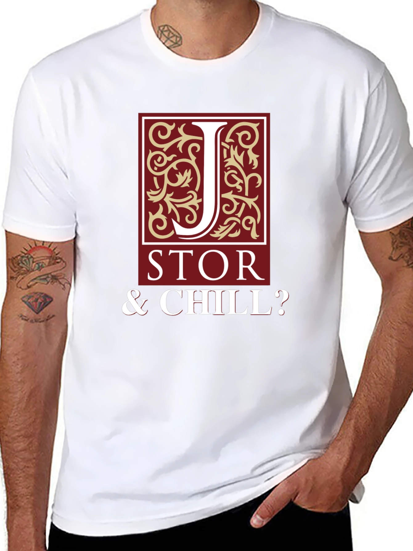 JSTOR & Chill? Mens Black Graphic T-Shirt