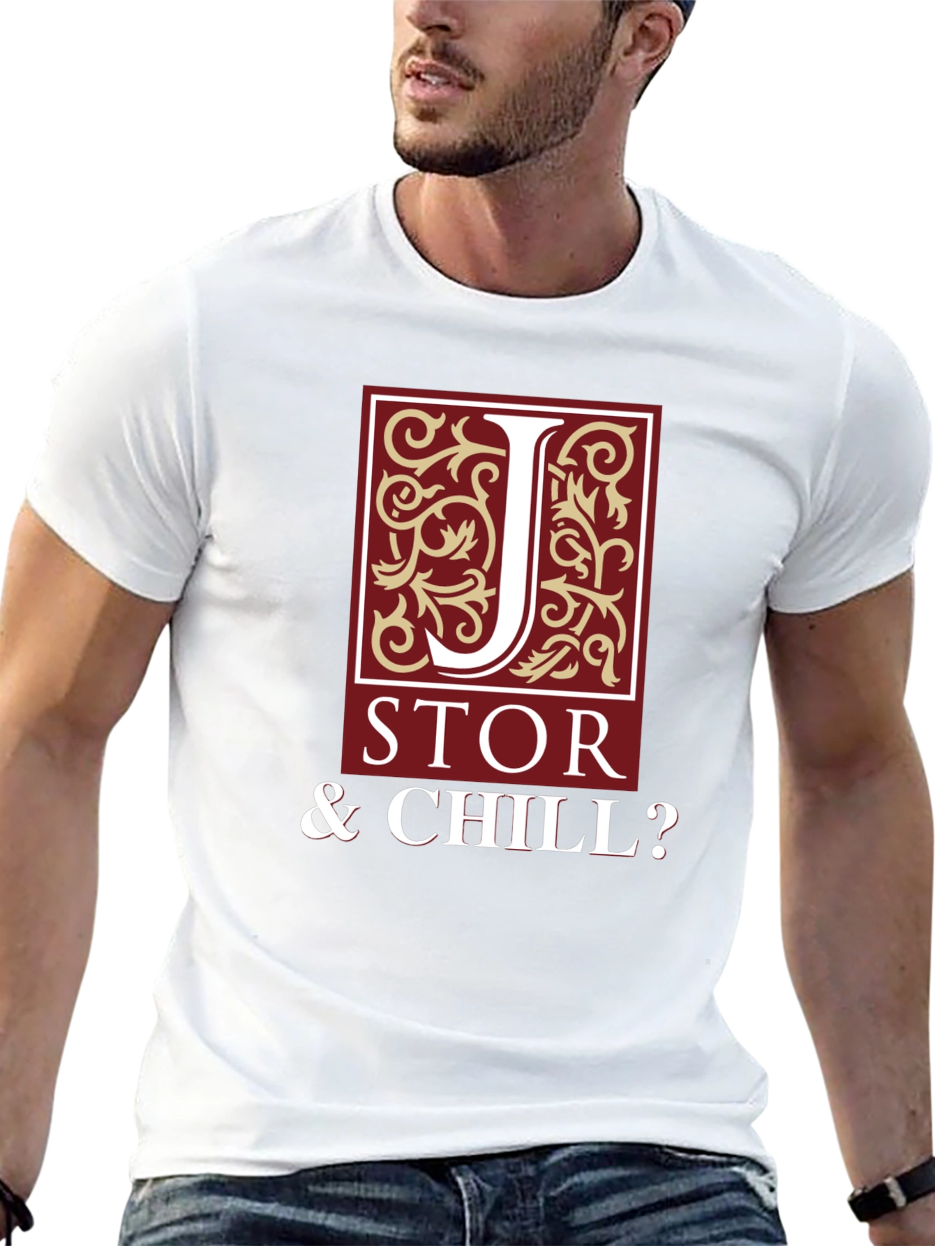 JSTOR & Chill? Mens Black Graphic T-Shirt