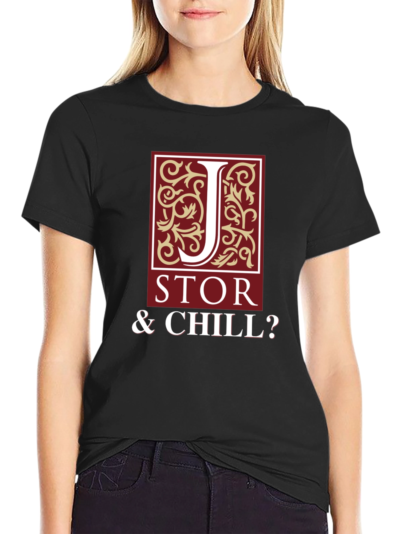 JSTOR & Chill? Mens Black Graphic T-Shirt