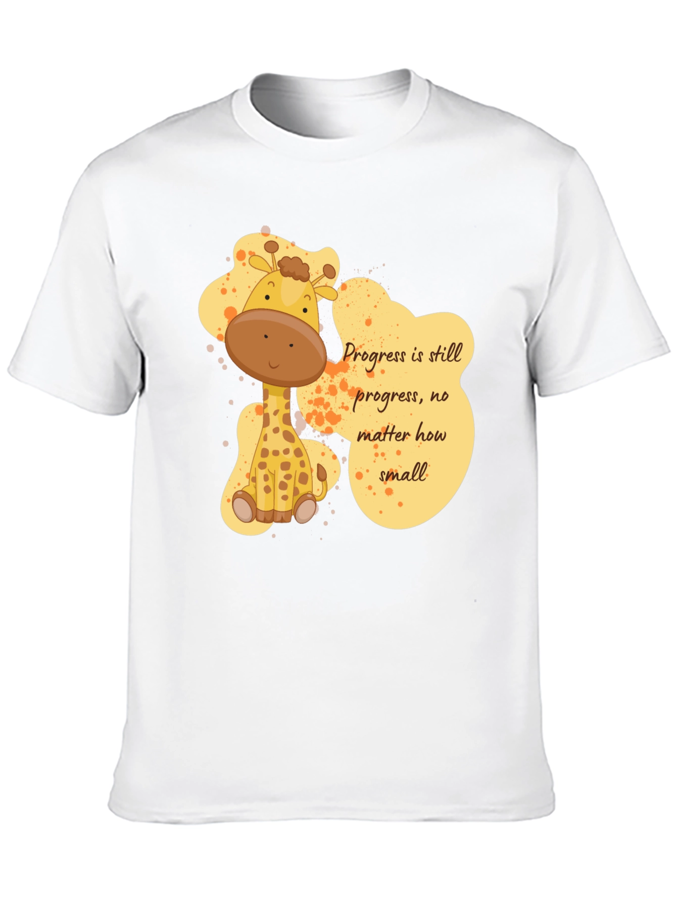 Cute Giraffe Progress Motivational Black T-Shirt
