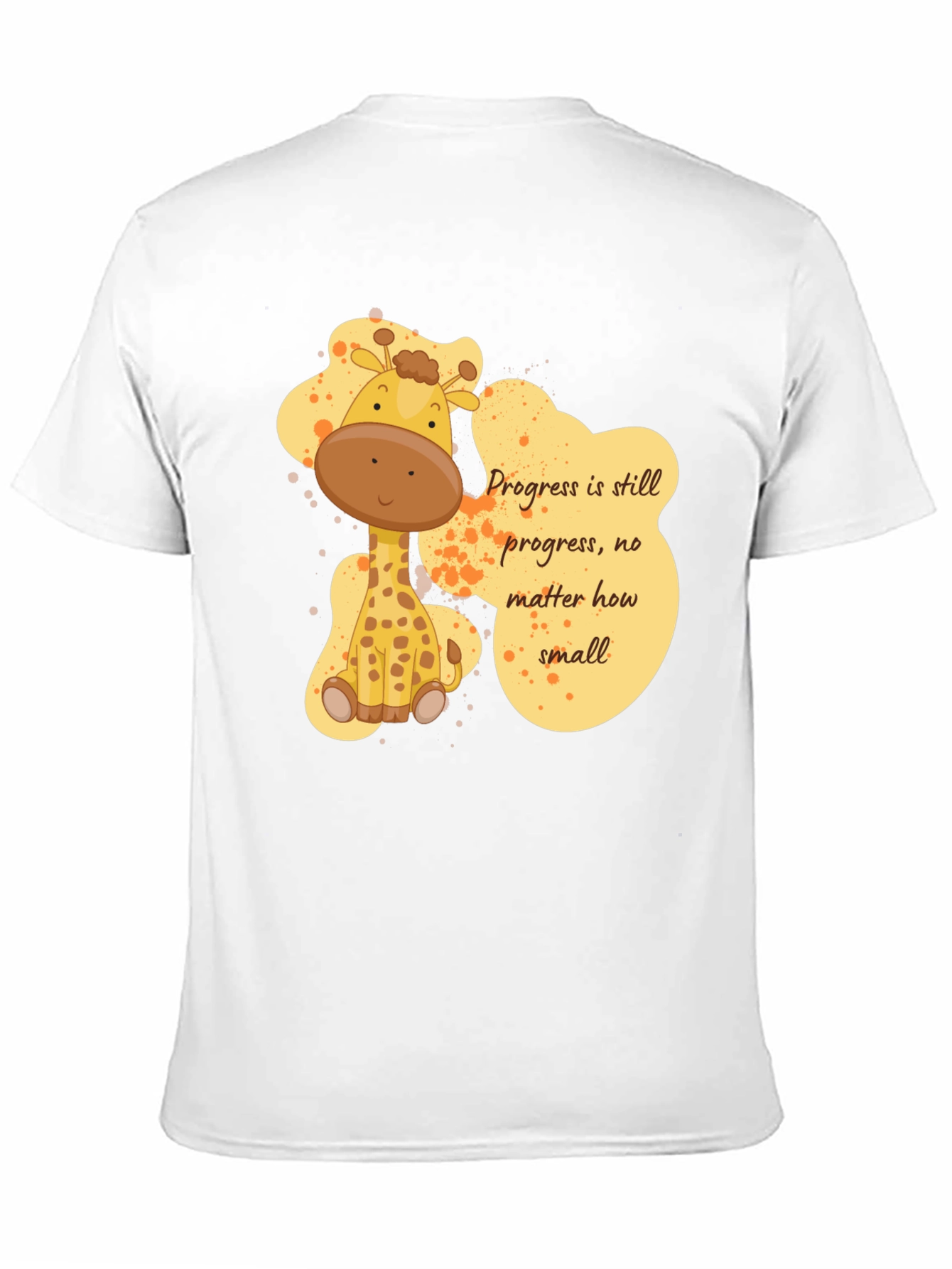Cute Giraffe Progress Motivational Black T-Shirt