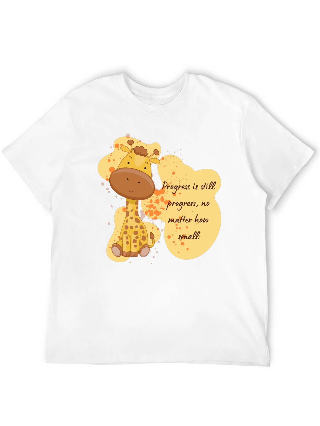 Cute Giraffe Progress Motivational Black T-Shirt