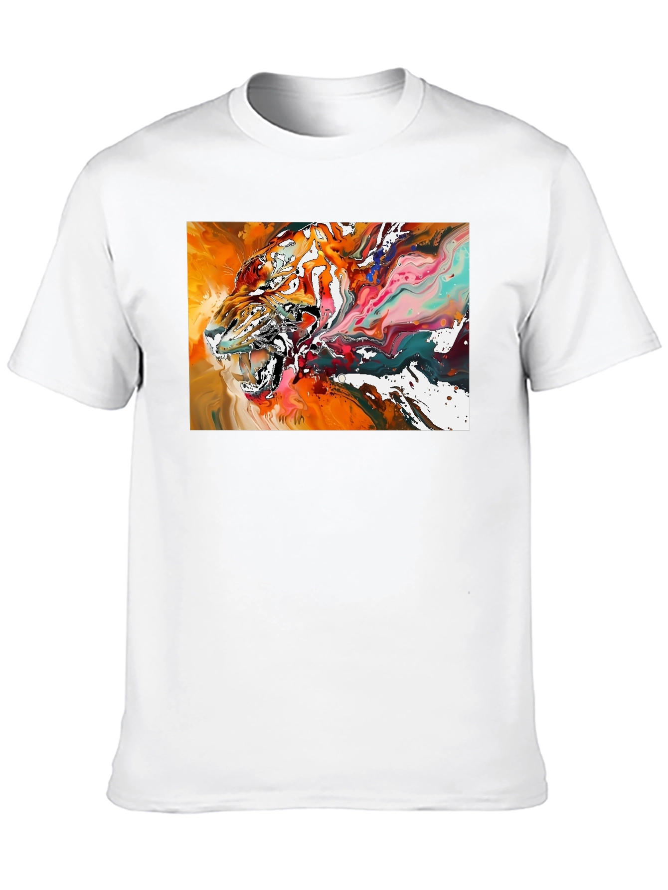 Abstract Tiger Graphic Black T-Shirt