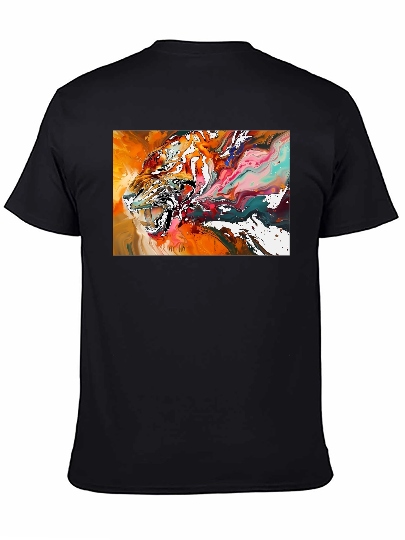 Abstract Tiger Graphic Black T-Shirt