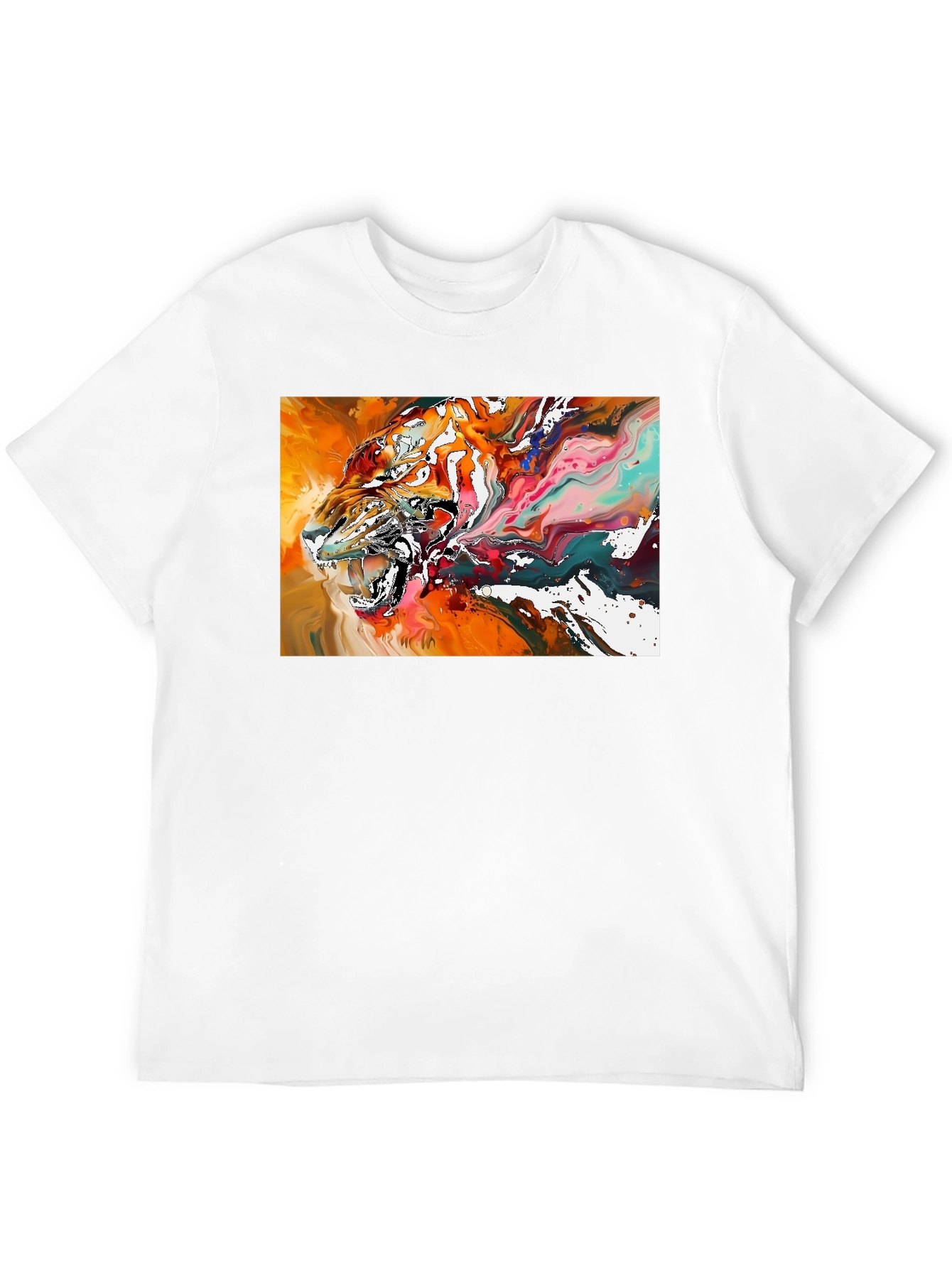 Abstract Tiger Graphic Black T-Shirt