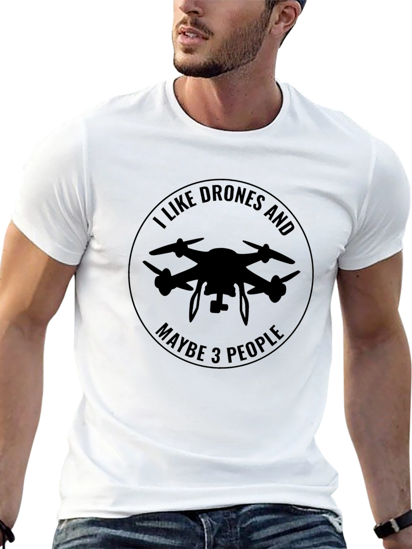 I Like Drones and Maybe 3 People Black T-Shirt