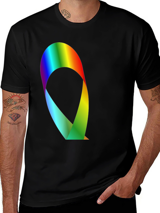 Rainbow Ribbon Graphic Black T-Shirt