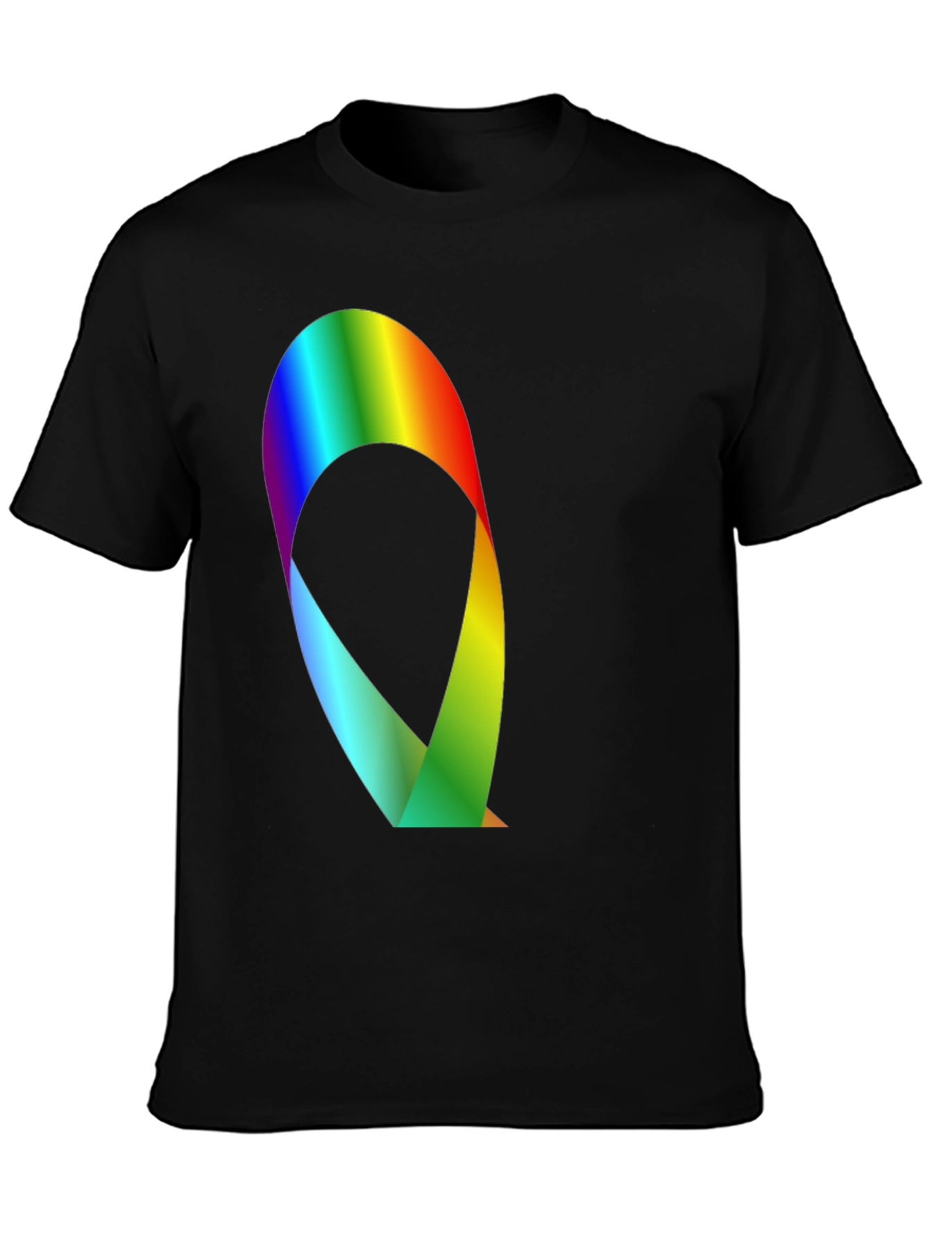 Rainbow Ribbon Graphic Black T-Shirt