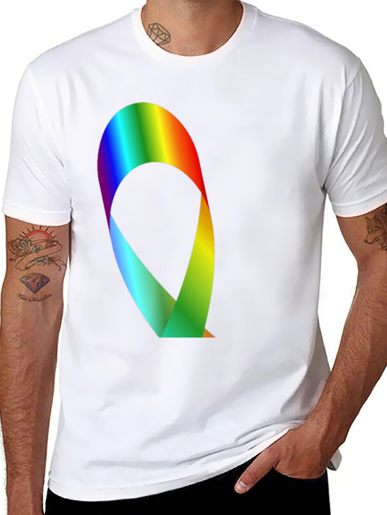 Rainbow Ribbon Graphic Black T-Shirt